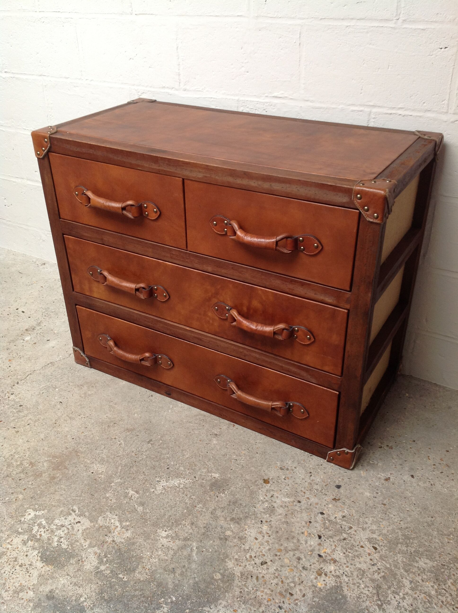 Wooden and leather dresser