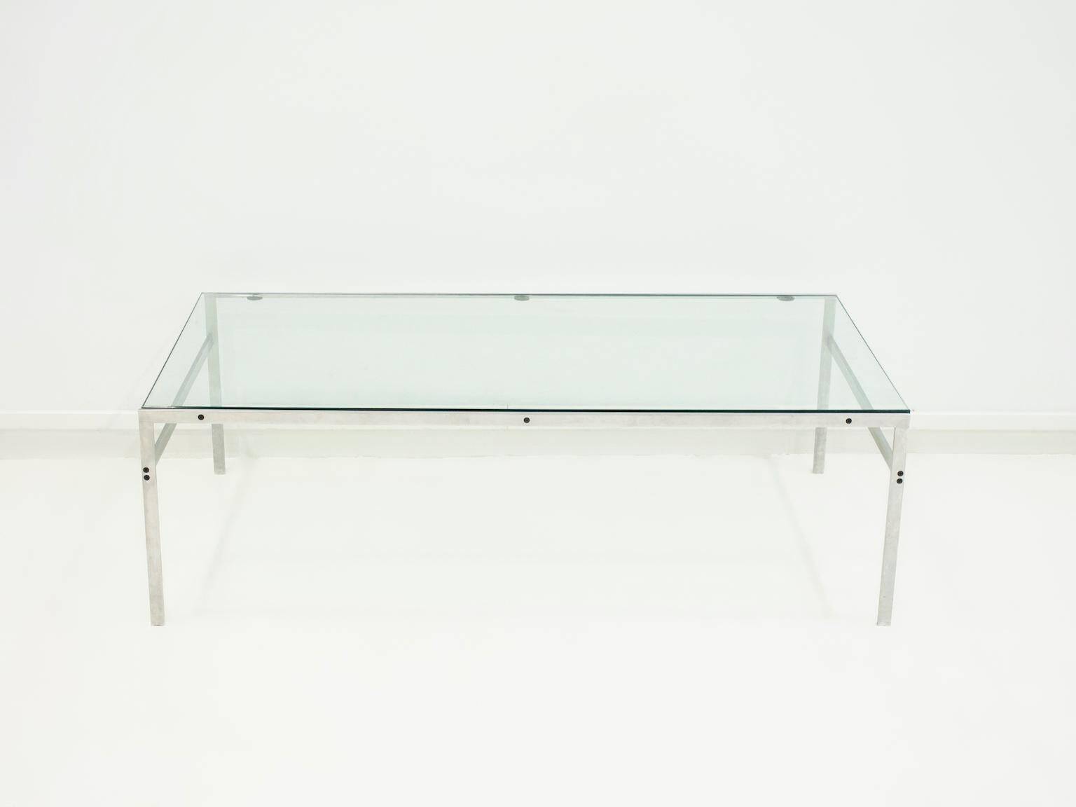 Coffee table in steel and glass by Preben Fabricius and Jørgen Kastholm