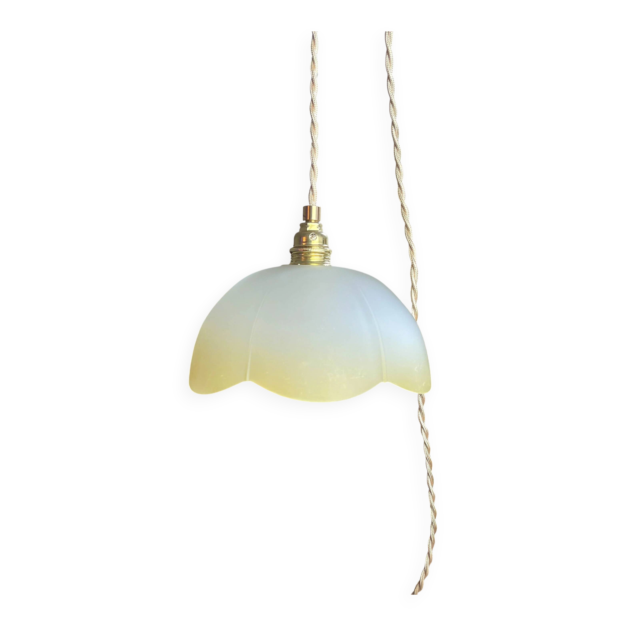 Vintage amber frosted glass pendant light – Soft light – Customizable