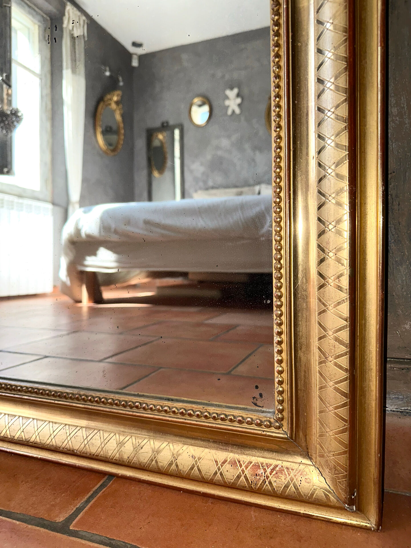 Louis-Philippe antique gilded mirror 19th century