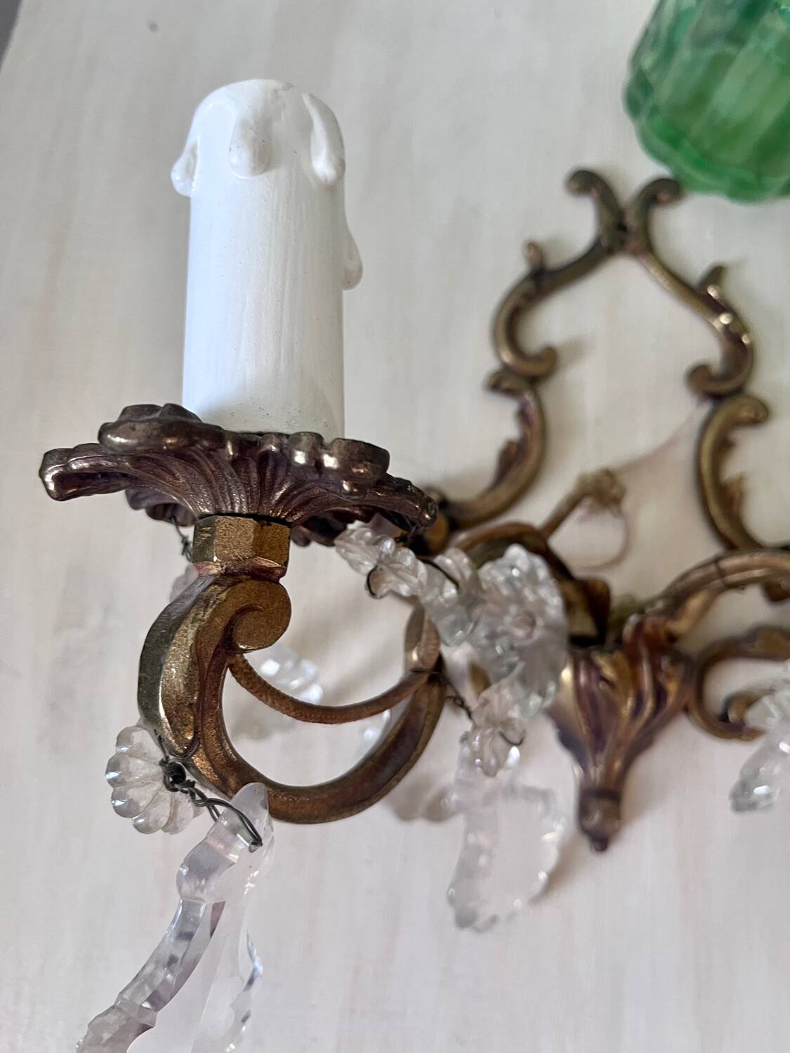 Antique wall light in gilded metal and tassels – 2 lights