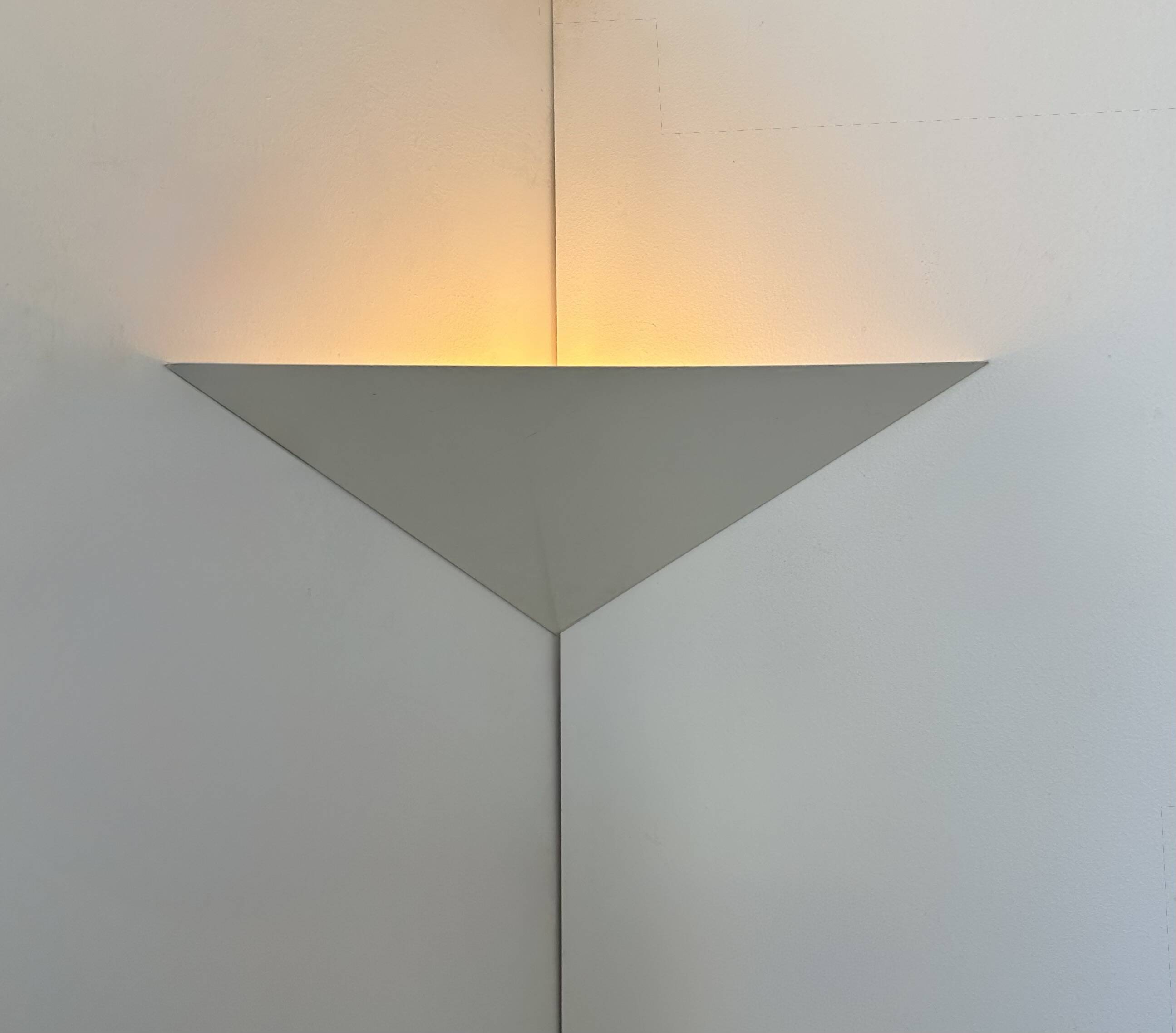 White lacquered metal corner wall light, France, 1970