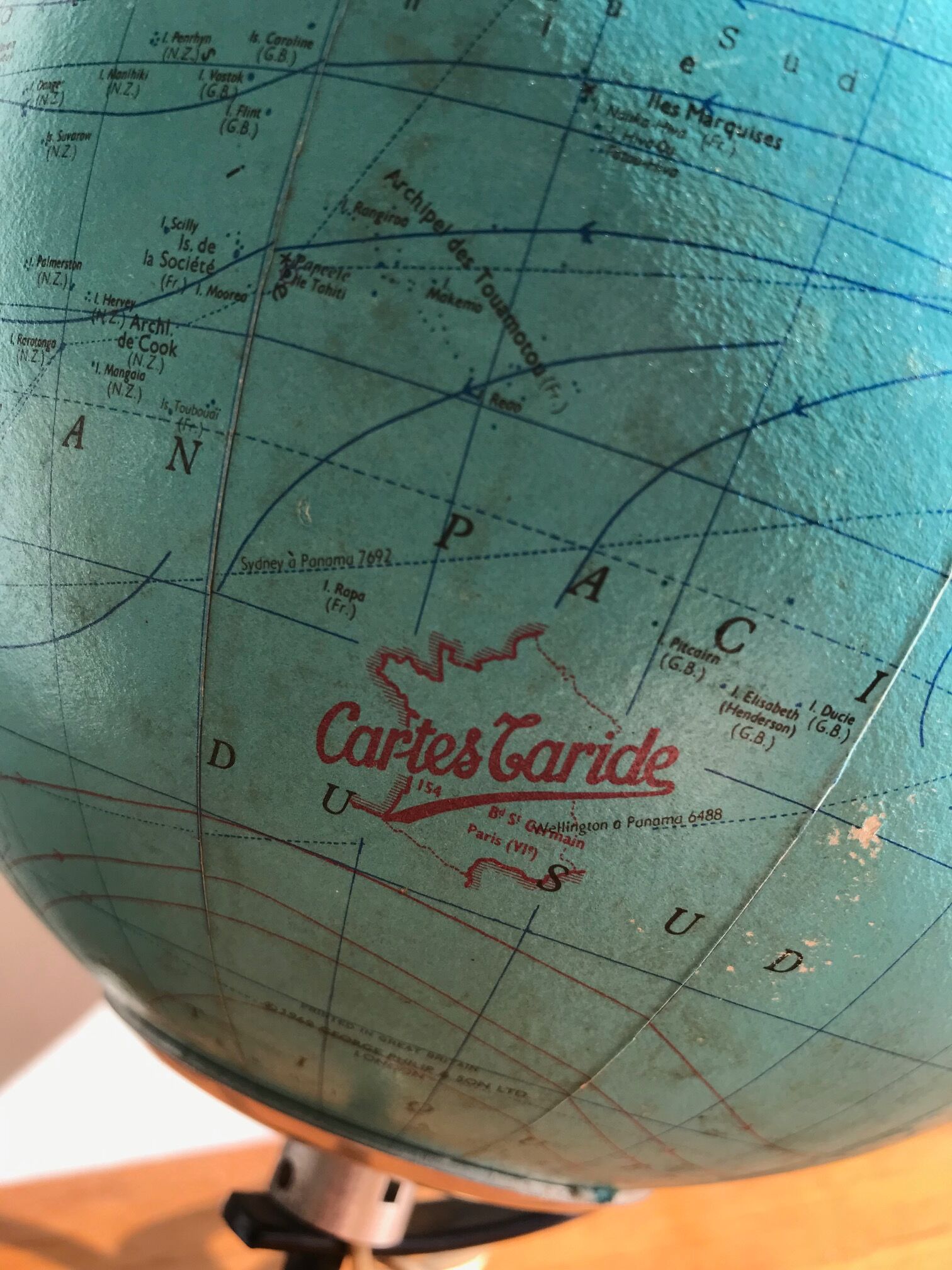 Luminous globe of Cartes Taride editions - 1960s