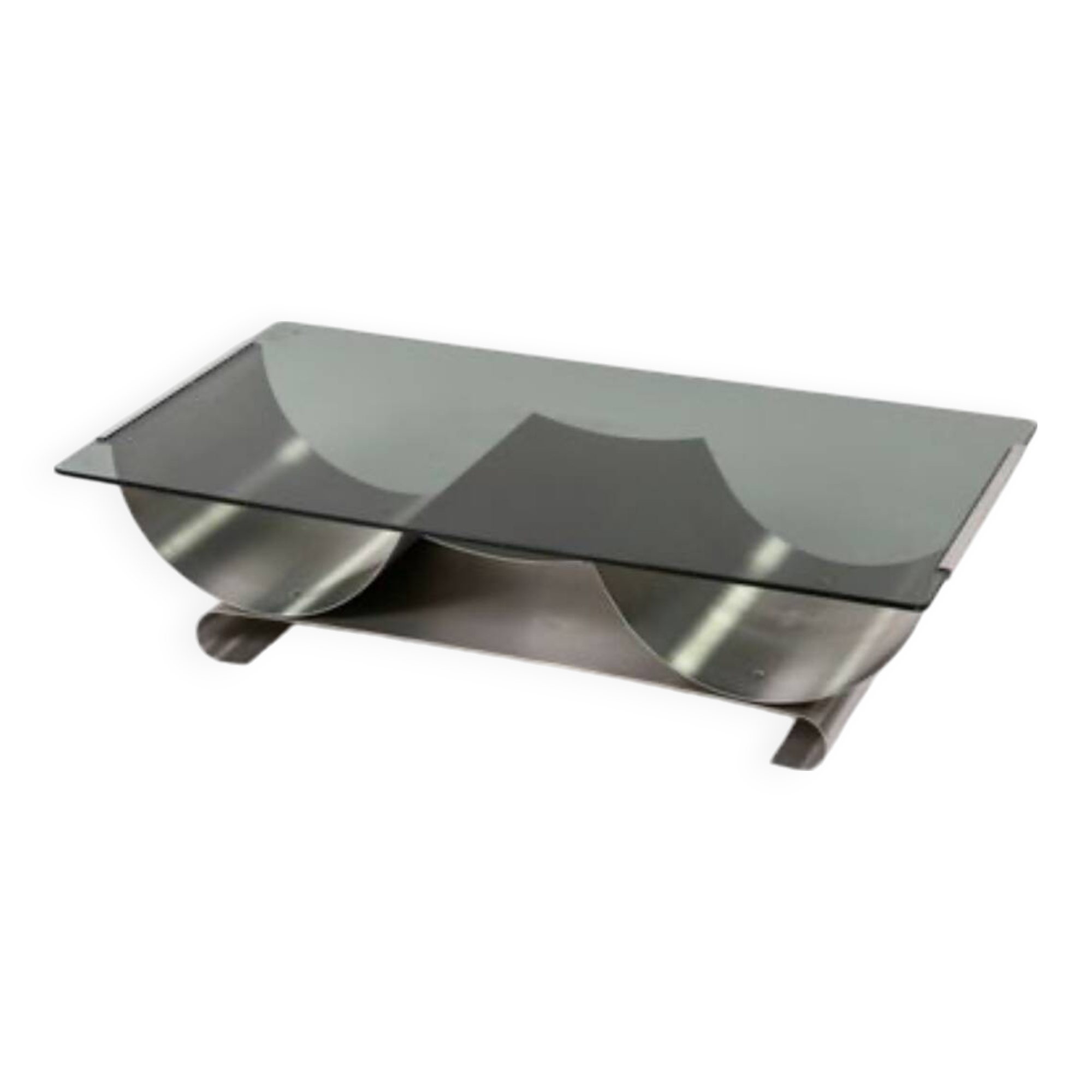 Brushed stainless steel coffee table, 1970