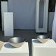 Duo of gray Indonesian ceramic bowls or salad bowls