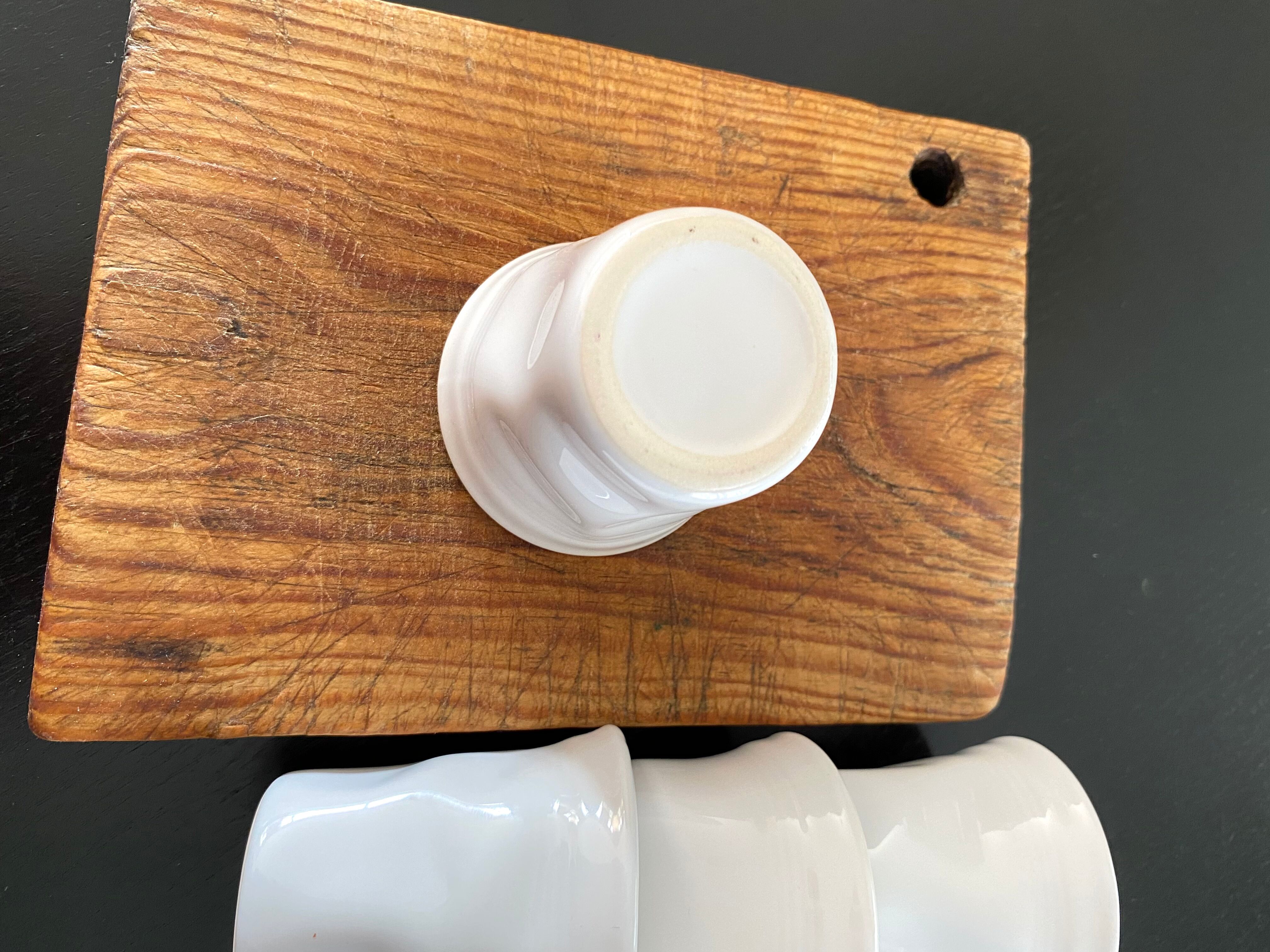 Six cups, glazed terracotta