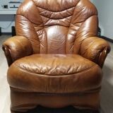 Brown leather armchair