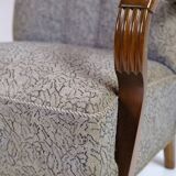 Set Of Two Armchairs In Floral Fabric & Dark Polished Wood, Danish Design From 1960s