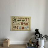 Vintage illustrated cardboard poster