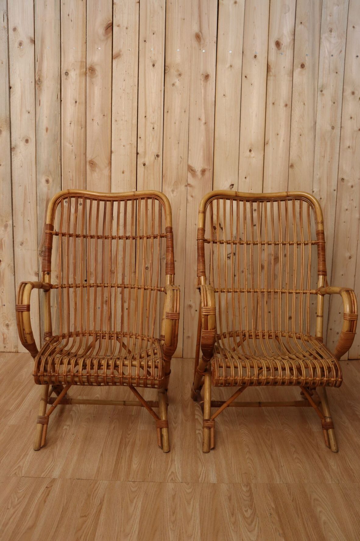 Pair Rattan Armchairs