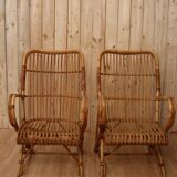 Pair Rattan Armchairs