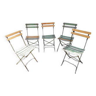 Set of five folding garden chairs