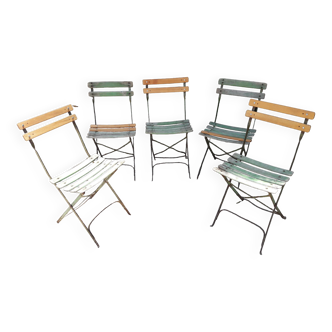 Lot de cinq chaises de jardin pliante