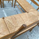 Oak and wicker dining set, 1960s