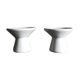 Lot de 2 bougeoirs anciens blancs