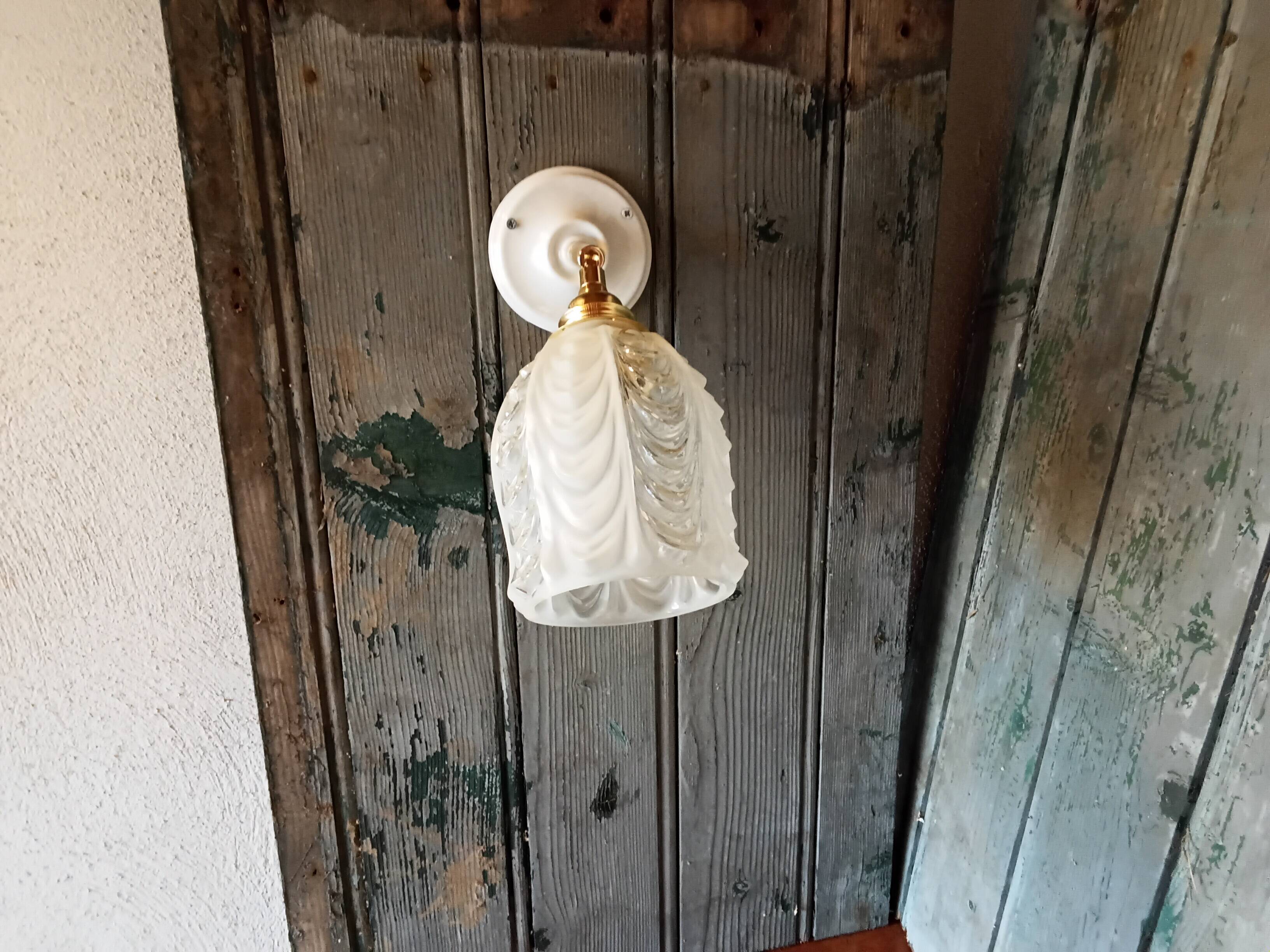 Vintage molded glass wall light
