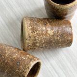 5 coquetiers en grès pyrite, shooter en céramique.