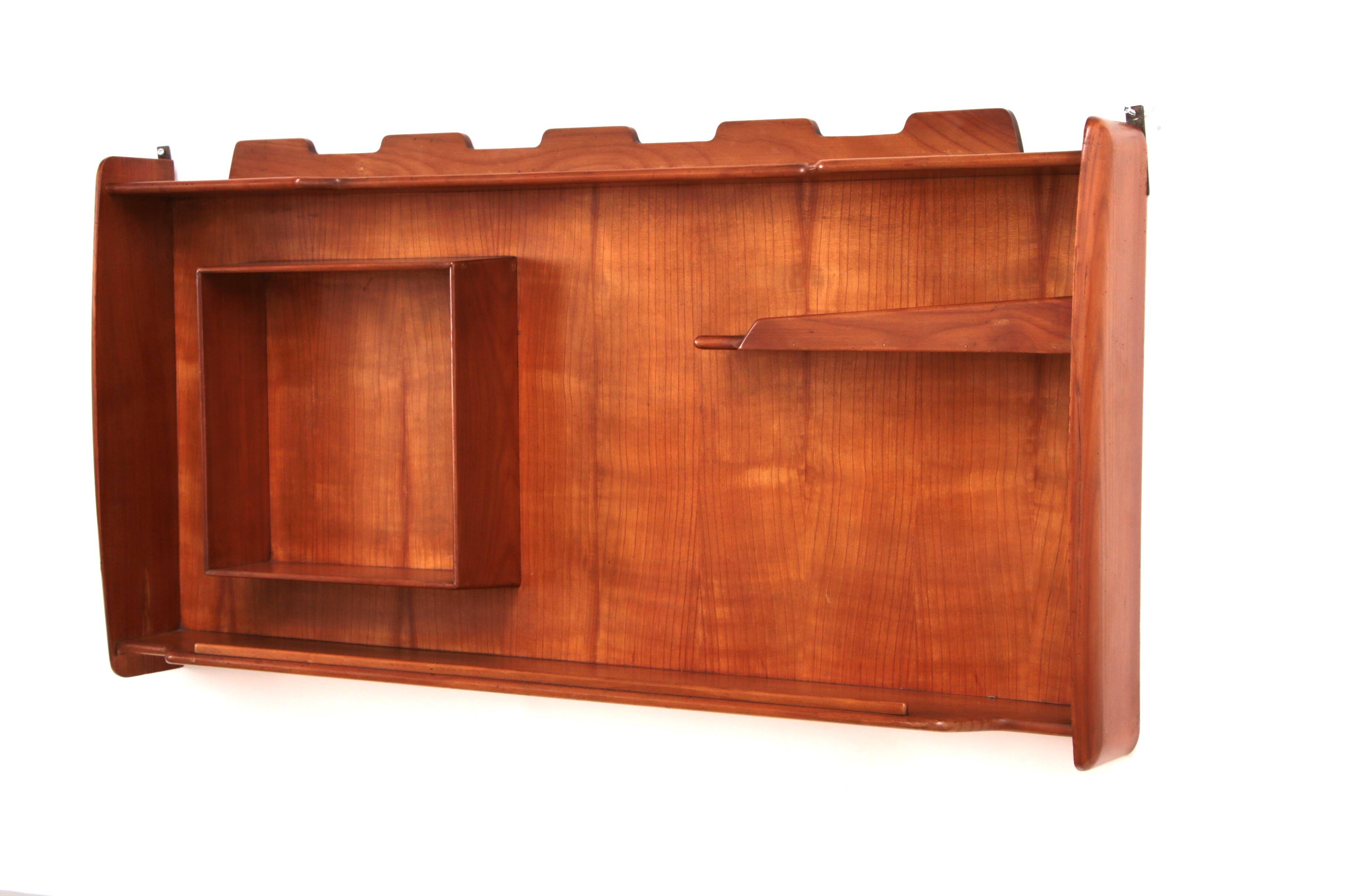 Italian Handmade Walnut wall cabinet from the 1960s.