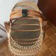 Vintage foldable basket made of bamboo and cotton threads