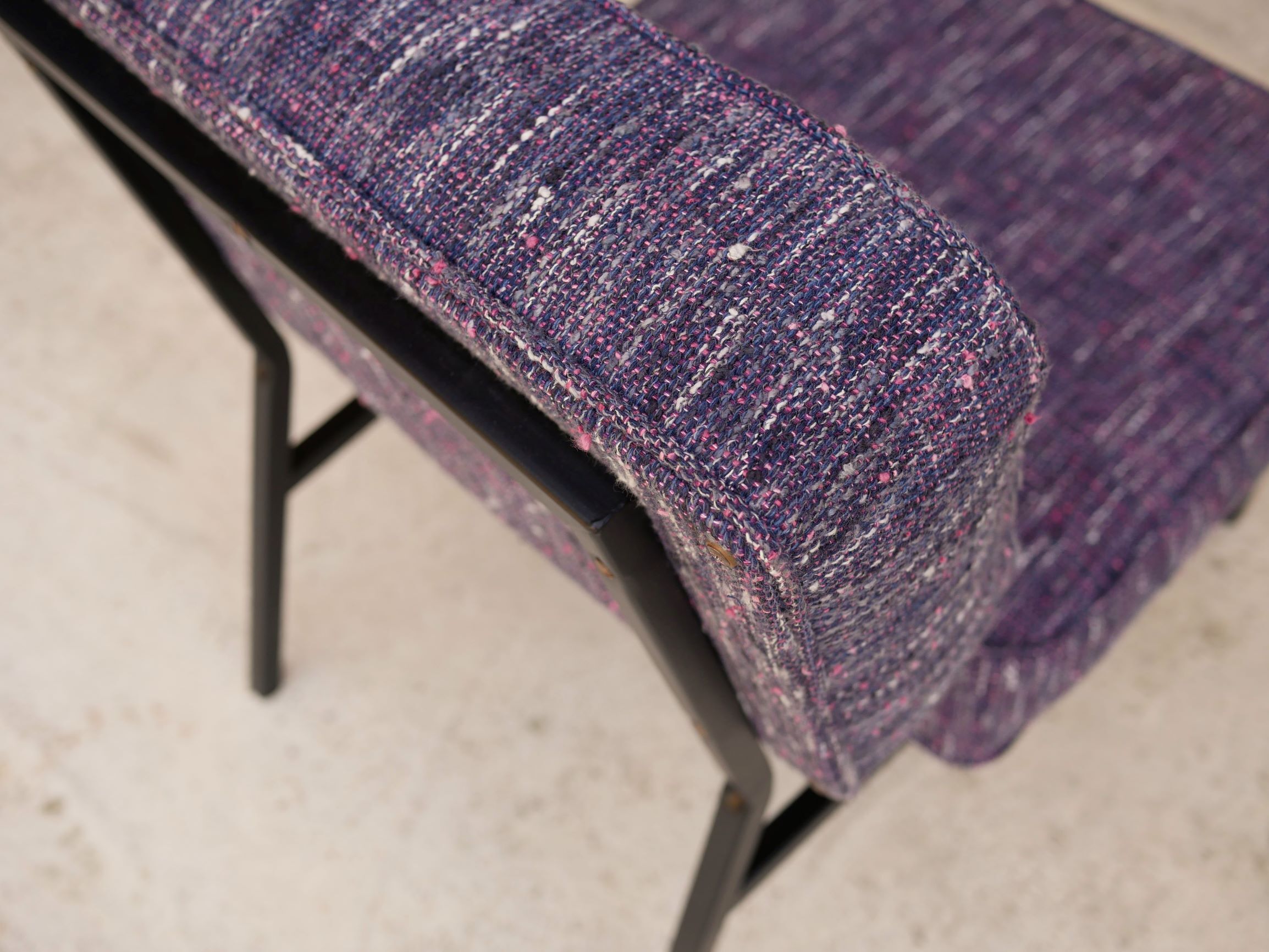 Vintage modernist metal foot armchair