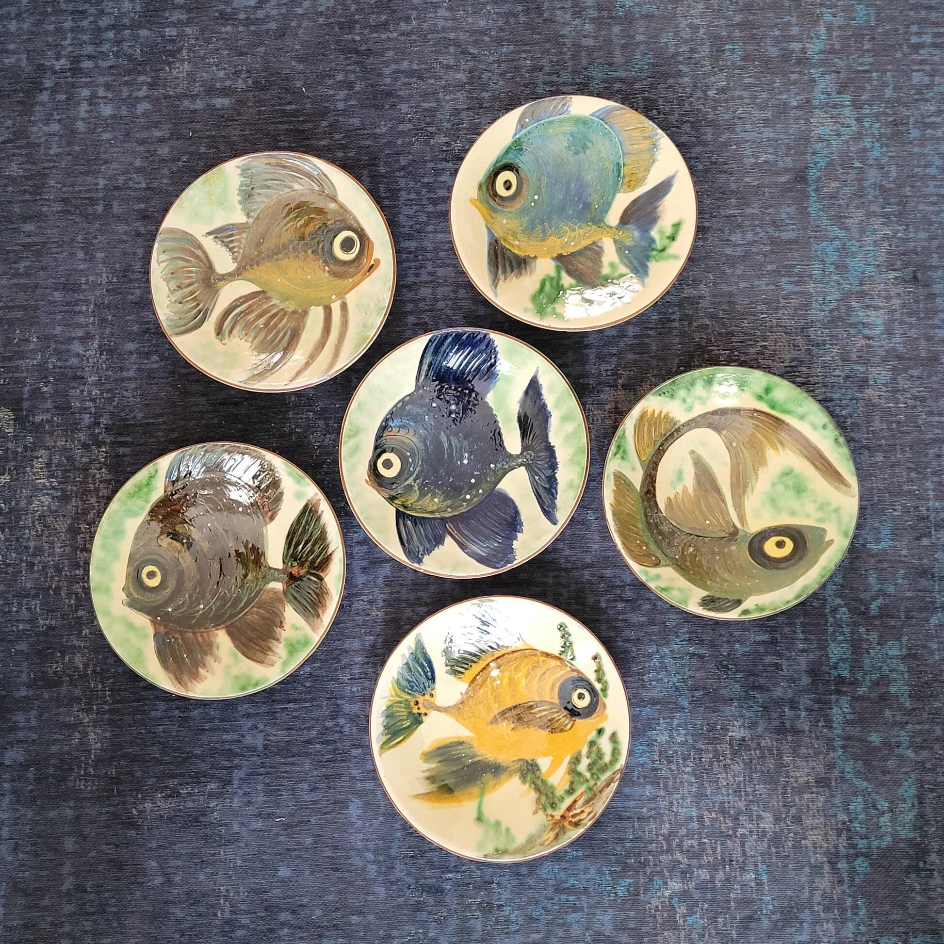 Série de 6 assiettes Puigdemont motifs poissons