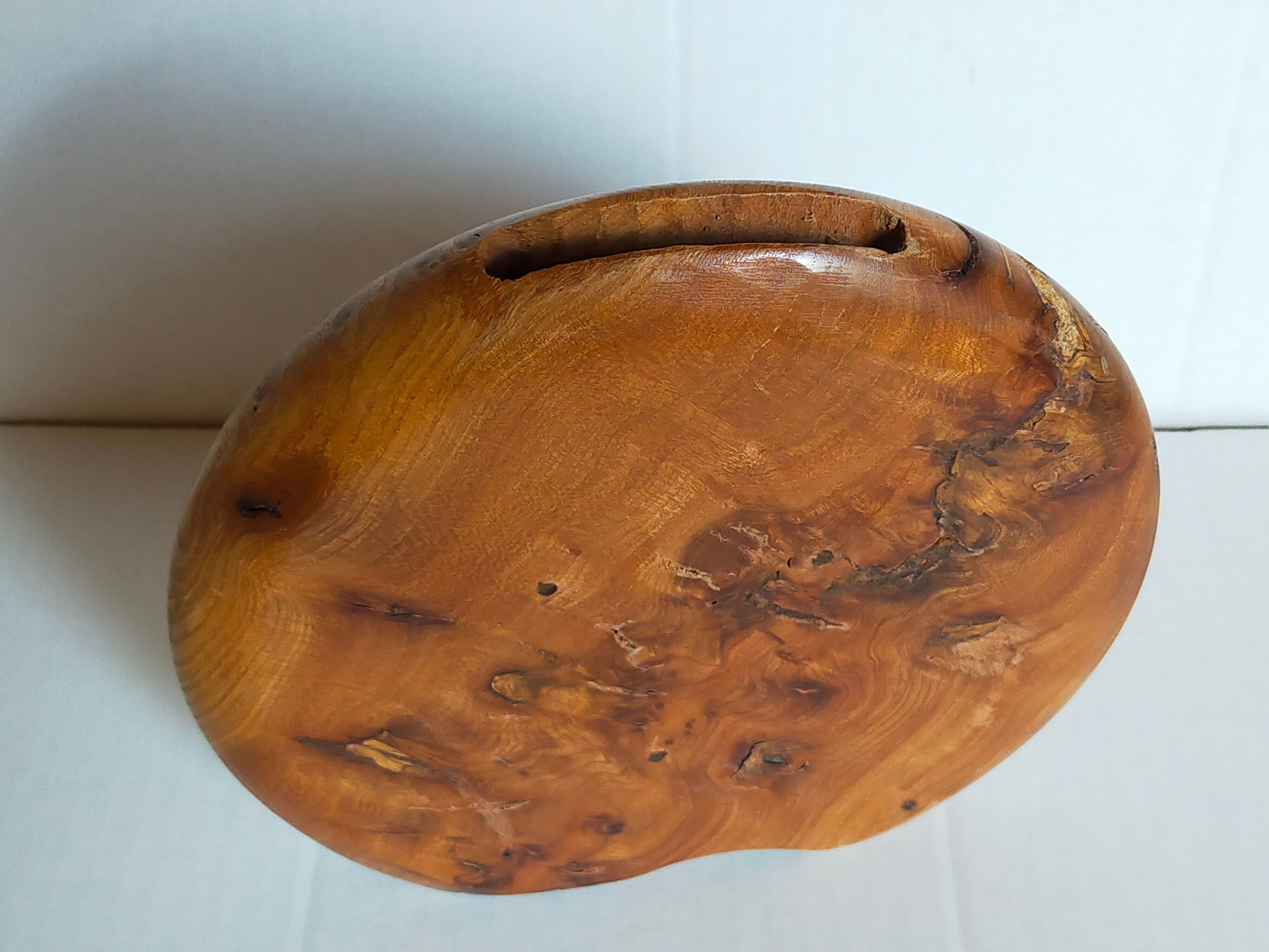 Solid wood vase vintage elm magnifying glass