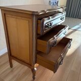 Vintage wooden chest of drawers, Louis XV style with curved drawers