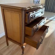 Vintage wooden chest of drawers, Louis XV style with curved drawers