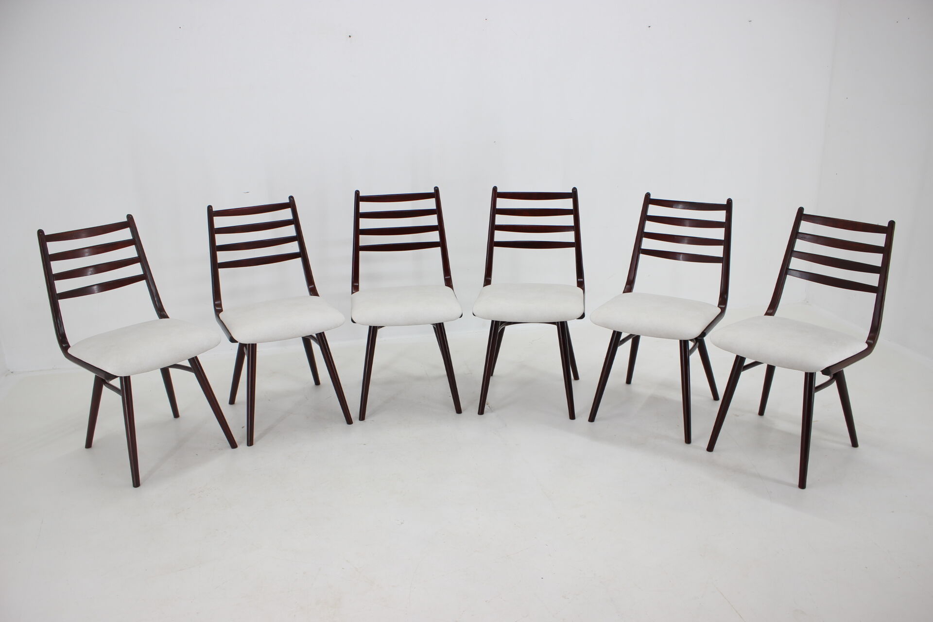 1970s Set of 6 Beech "Boomerang" dining chair ,Czechoslovakia