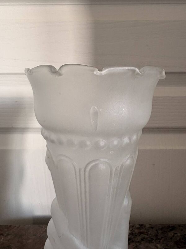 Ancien Vase Verre Moulé LEGRAS Art Déco Main Flambeau Vintage