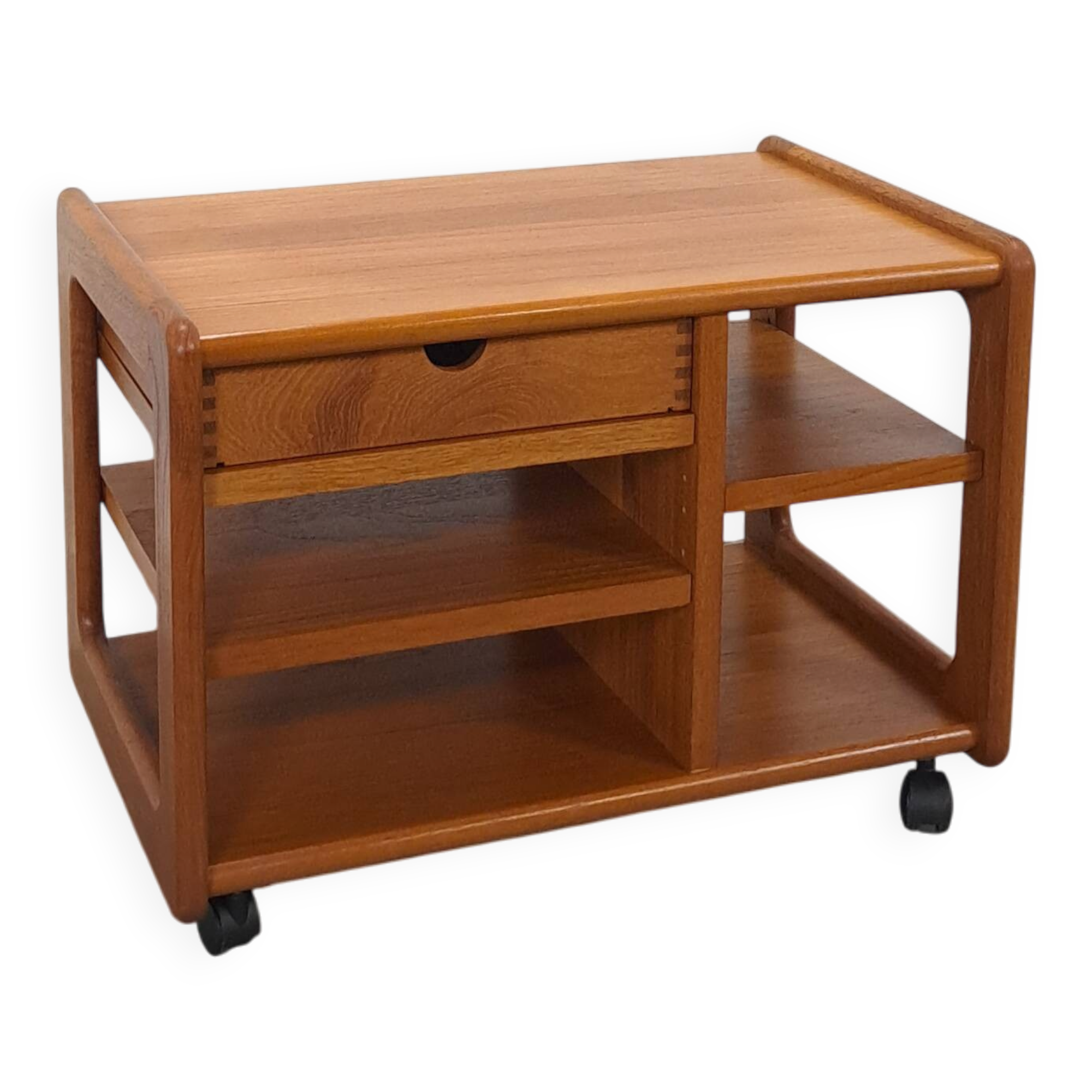 Deense teak audio trolley met lade vintage tv meubel