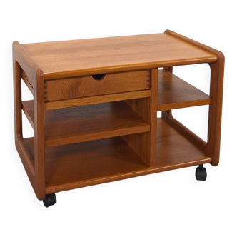 Deense teak audio trolley met lade vintage tv meubel