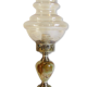 Veined alabaster lamp and glass corolla