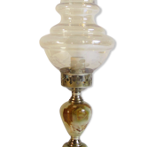 Veined alabaster lamp and glass corolla