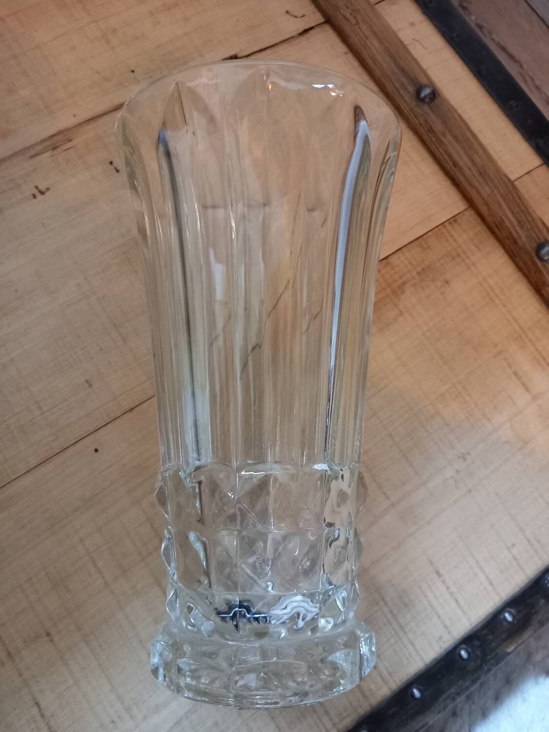 Clear cut glass vase