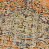 7x9 Orange & Cream Oriental Pattern Vintage Rug, 202x282Cm