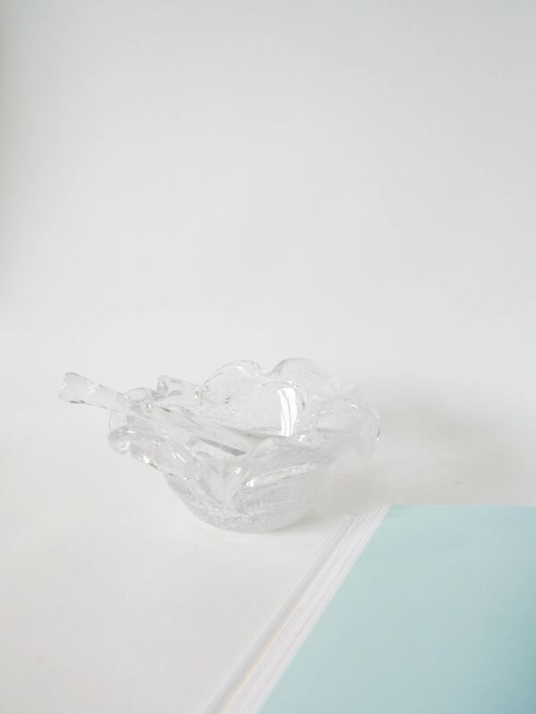 Grand mortier en verre bullé style Biot avec pilon design 1970