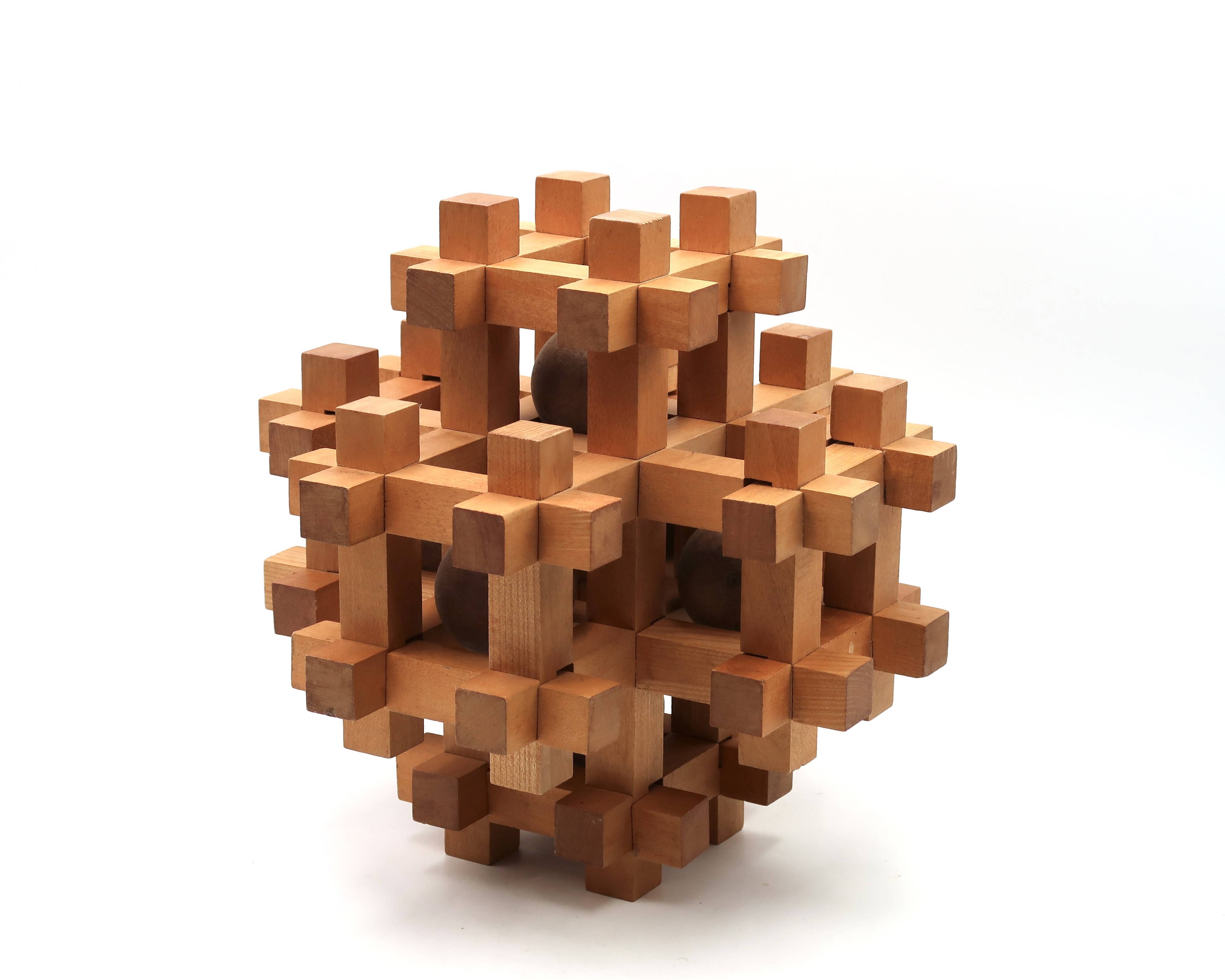 Japanese wooden puzzle sculpture by Sori Yanagi for Kumiki from the 1970s.