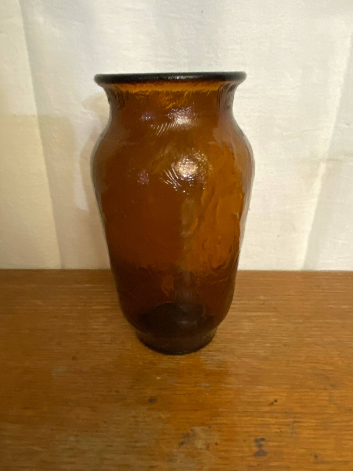 Vintage henkel amber molded glass vase, 1960s, germany