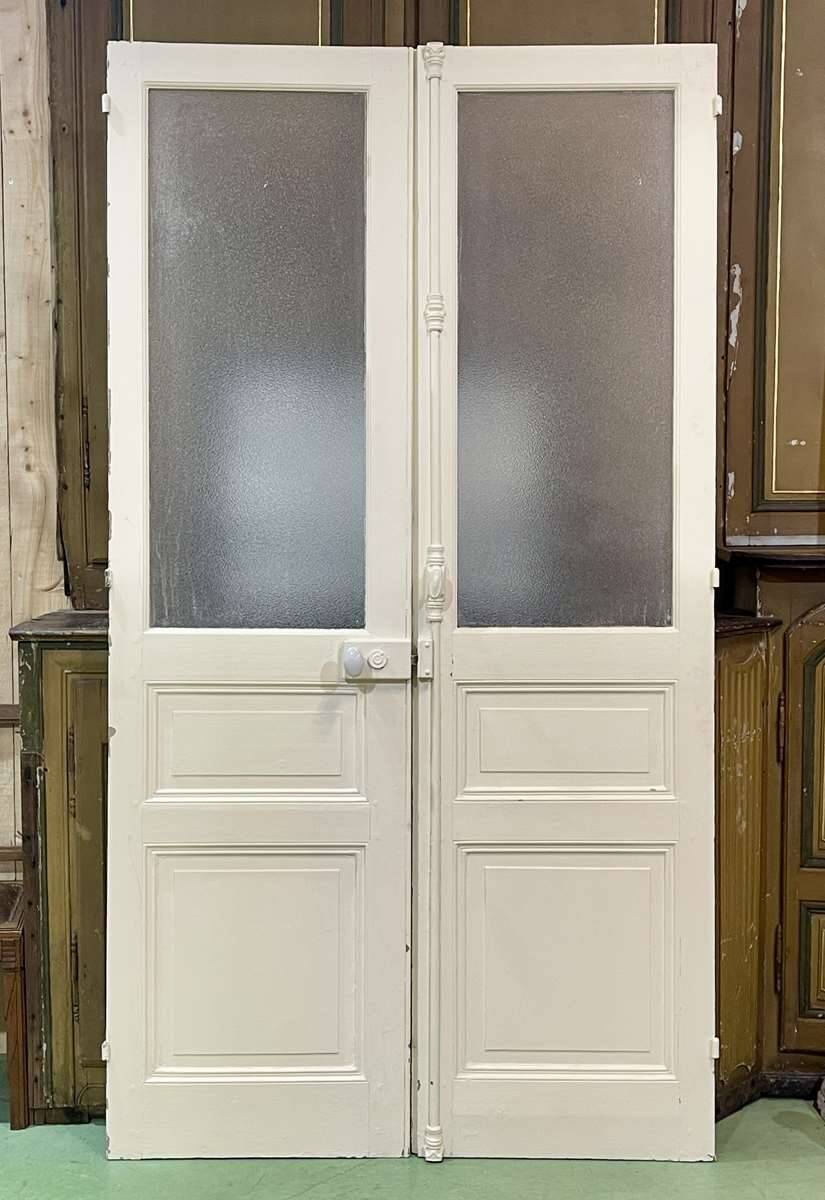 Double glazed interior door in fir from the early 20th century
