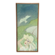 Original Swedish Oil on Canvas – "Woman with Dove" by G.G., 1990 – vintage and framed – 35.5 × 16 cm (13.9" × 6.2")