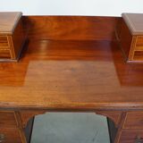 Original English Empire style desk with intarsia inlaid wood, 19th century