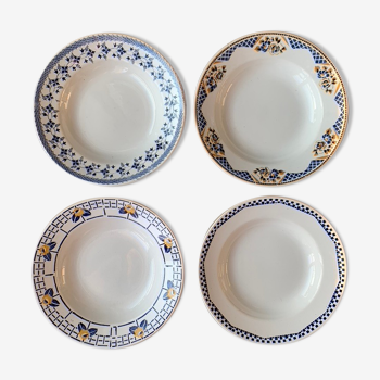 4 assiettes creuses dépareilées