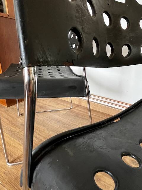 Set of 4 Black Omstak Chairs by Rodney Kinsman for Bieffeplast