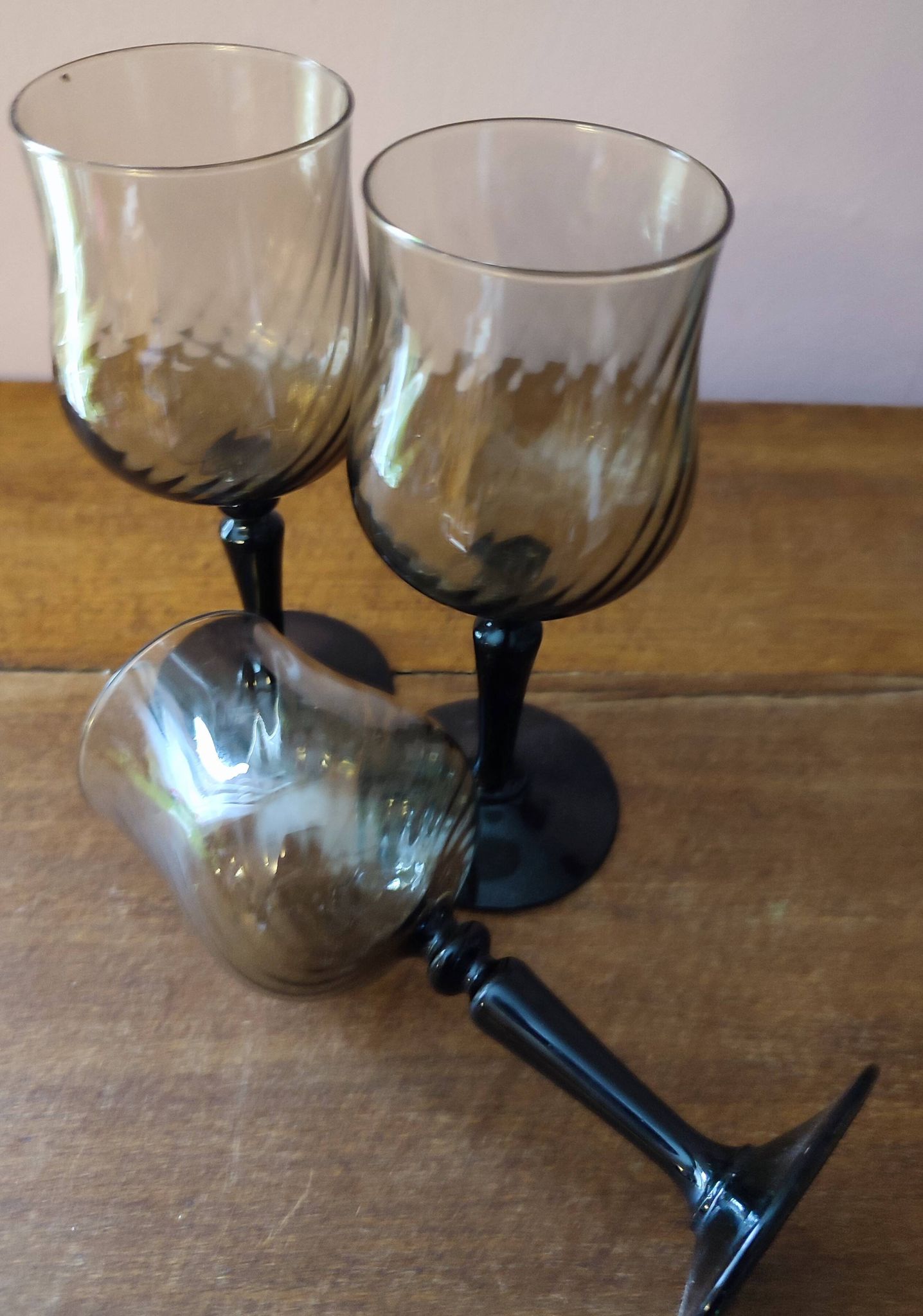 Set of 3 amber glasses