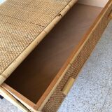 Vintage rattan chest of drawers