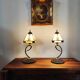 Paire de lampes vintage métal et verre