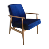 Original vintage polish armchair 300-190 from Mid-century in navy blue velvet