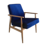 Original vintage polish armchair 300-190 from Mid-century in navy blue velvet