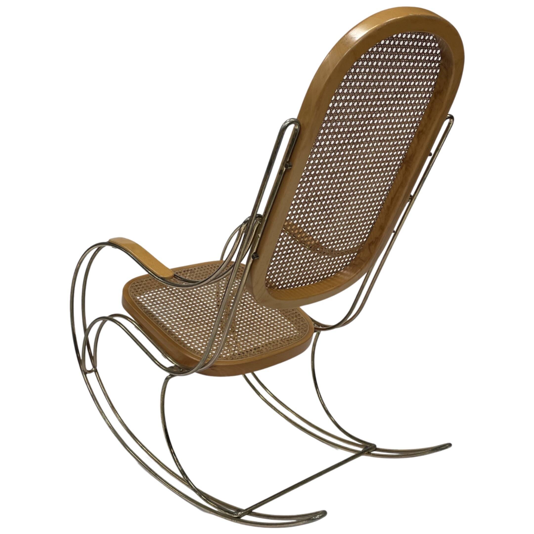 Vintage rocking chair brass bentwood design 1970s